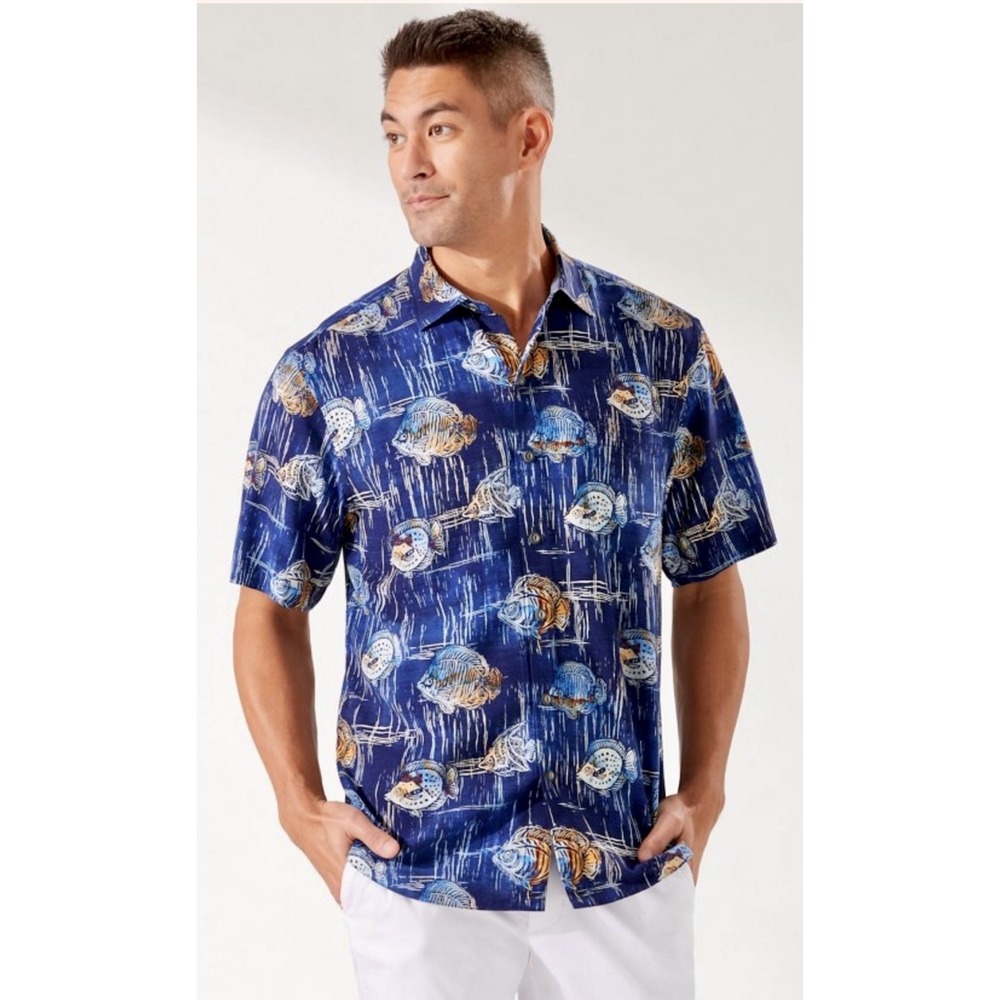 Tommy Bahama Shirt Mens XL Veracruz Cay Seaview Camp Animal Print AOP IslandZone